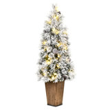 Vickerman Kimball Potted Pine Artificial Christmas 4.5' H Lighted Artificial Pine Christmas Tree