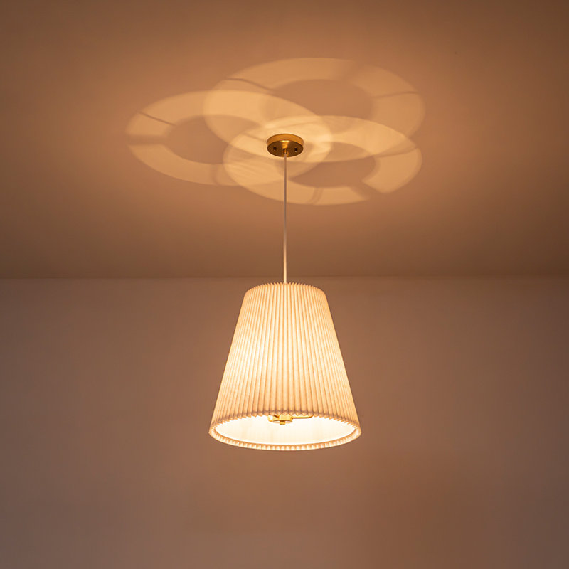 3-Light Pleated Fabric Single Pendant