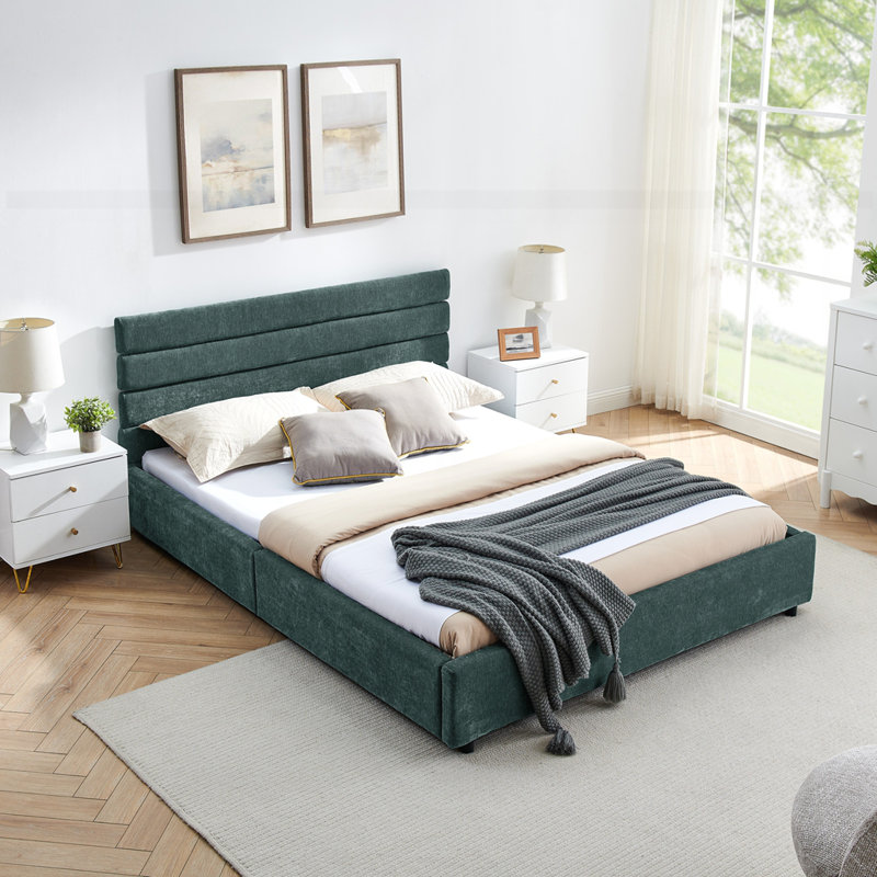 comfortable cushioned bed frame, Green