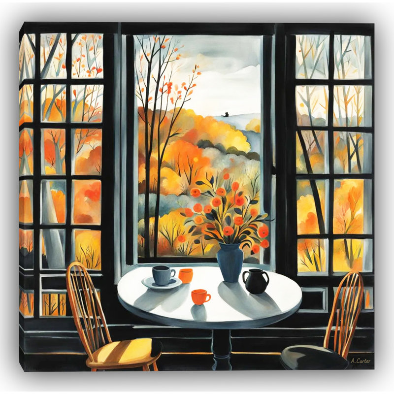 Autumn View from the Window - Wrapped Canvas Wall Art, 12" H x 12" W