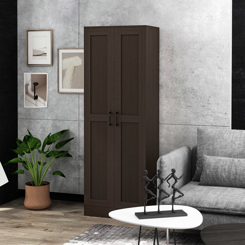 Armoire de rangement de 69 po de hauteur, tablettes mobiles, placard garde-manger moderne, porte, unité de café, armoire, portes à fermeture douce,