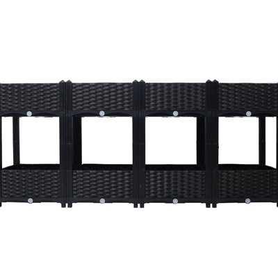 Outdoor Flower Garden Bed: 63"x15.7"x27.7", Black Polypropylene, Long-lasting Material Planters For Gardens: Polypropylene With Water Control