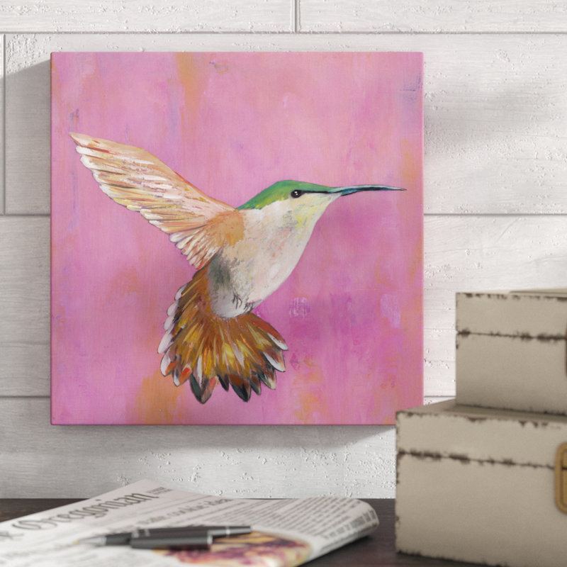 «Sweet Hummingbird I», peinture sur toile, H 12 po x l 12 po, Toile tendue
