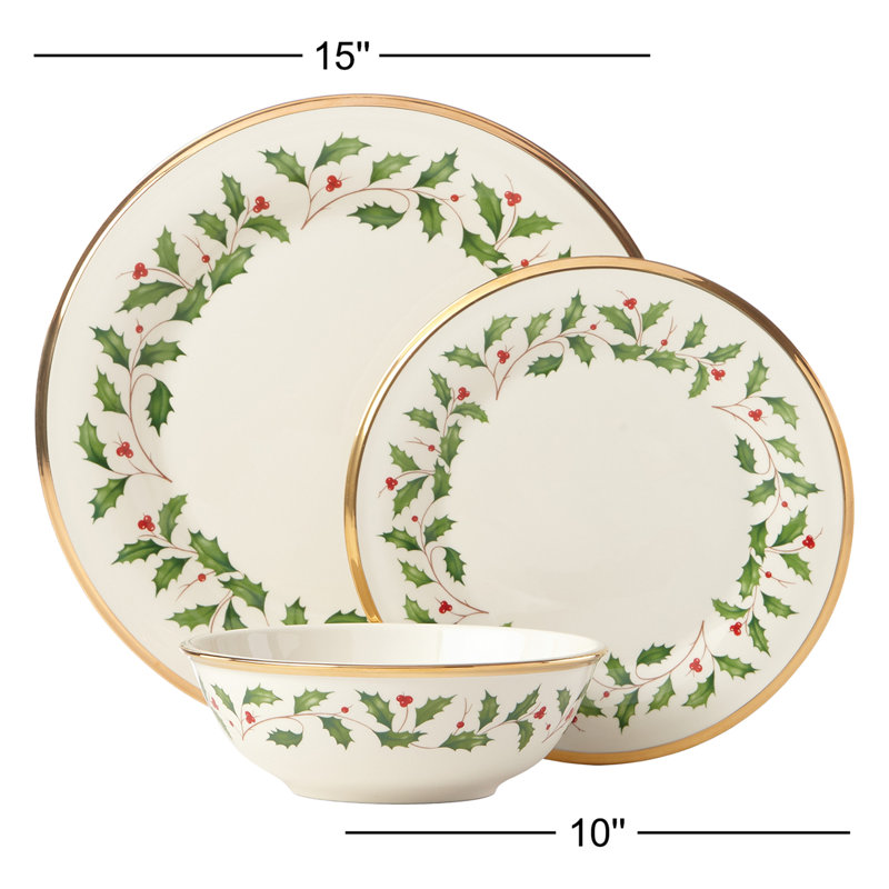 Holiday 3 Piece Dinnerware Set, Service for 1
