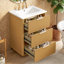Meuble-lavabo de luxe moderne 24 po avec lavabo en céramique, armoire de salle de bain avec tablette ouverte et rangement fermé