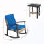 Chaise berçante de patio en osier avec coussins et table capitonnés (2 chaises)-129891683