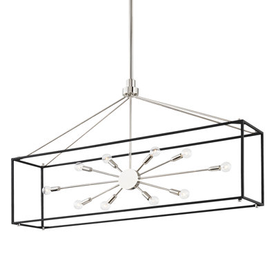 Luminaire îlot de cuisine 10 lumières Glendale - nickel poli / finition noire