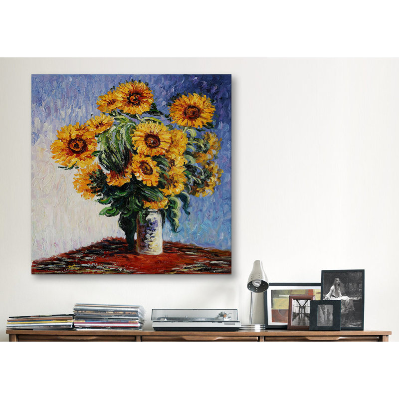« tournesols » par claude monet, reproduction d’art sur toile tendue, H 37 po x l 37 po x P 1,5 po