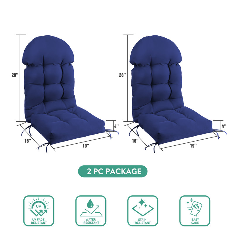 2 PCS Outdoor Adirondack Chair Seat and Back Cushion, Navy