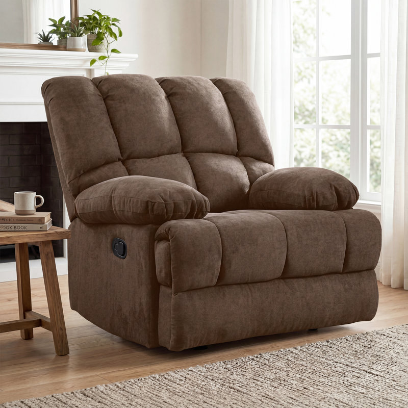 Brisen 44.5'' Wide Upholstered Recliner, Brown Polyester, 41.33" H x 44.48" W x 29.92" D