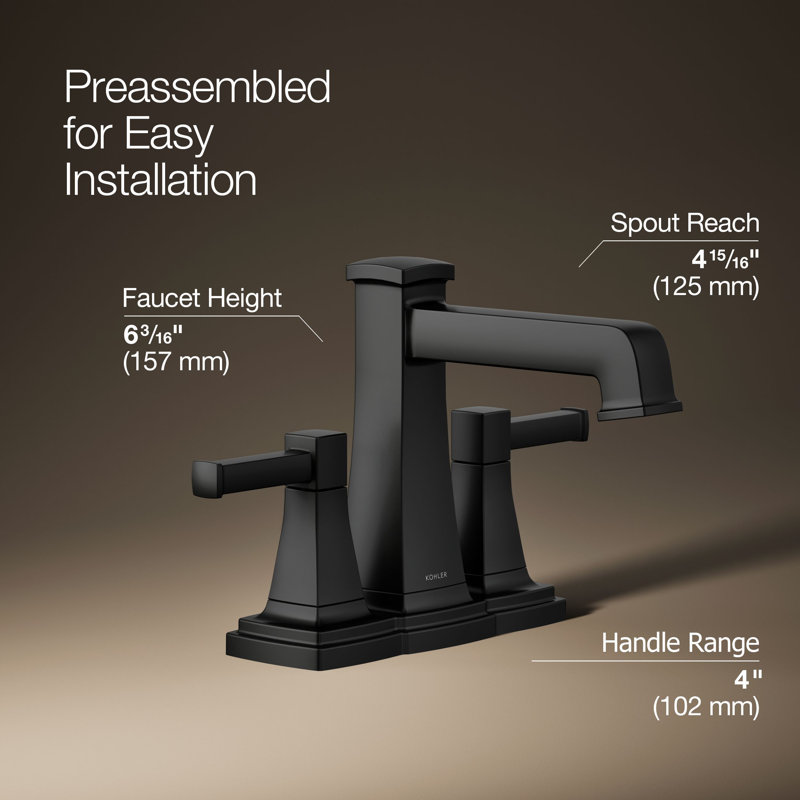 Riff Centerset Bathroom Sink Faucet, 1.2 GPM, Matte Black