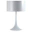 Lampe de table 25 po en métal blanc avec abat-jour cylindrique rond pour chambre à coucher, salon et bureau - Éclairage de chevet moderne et contemporain
