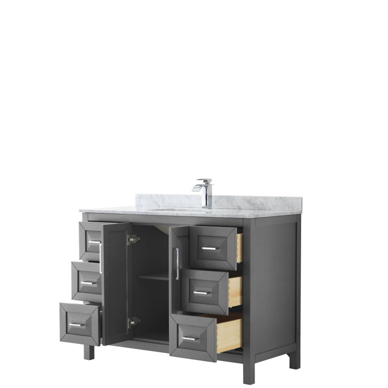 Daria 48'' W Single Vanity, Polished Chrome, White Cultured Marble, Dark Espresso