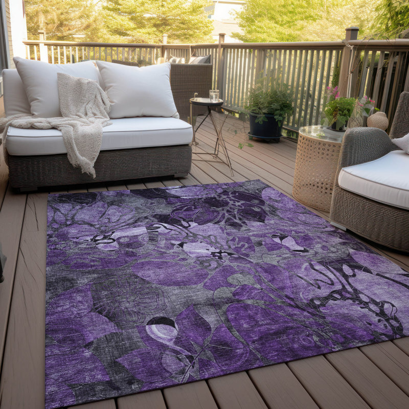 Altair Synthetic Floral Indoor / Outdoor Rug, Rectangle 5' x 7'6"