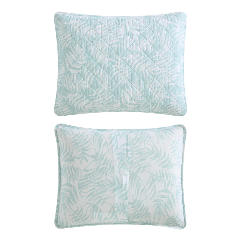 King Size Blue Cotton Reversible Quilt Set with Shams