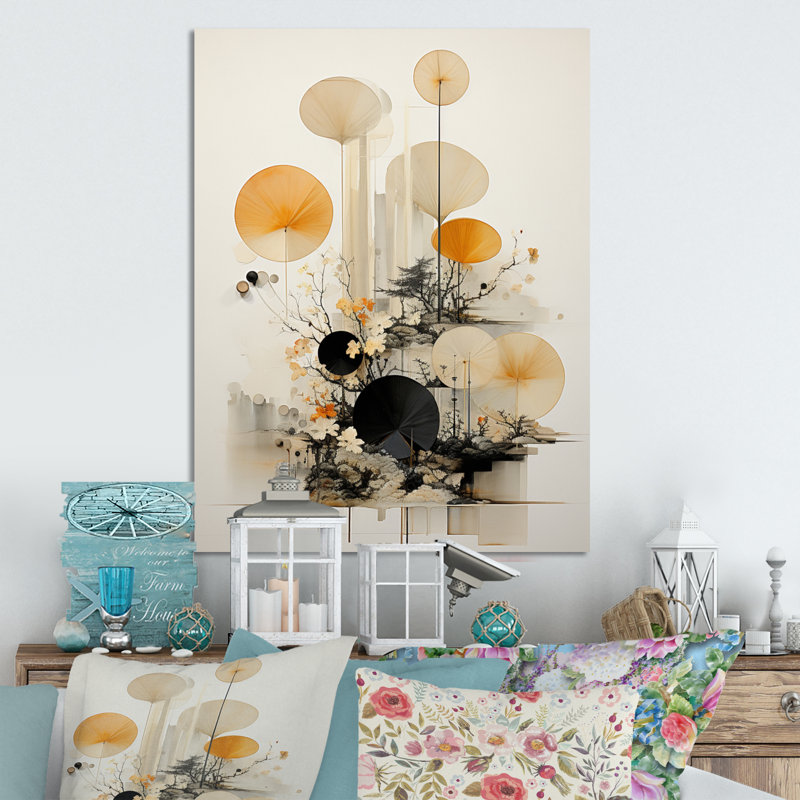 Asian Art Seashell Sumi X - impressions murales asiatiques en métal, H 40 po x l 30 po x P 1 po