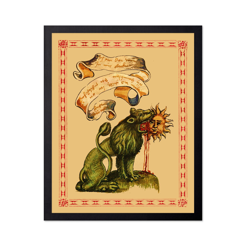 Lion vert dévorant le soleil, Sans cadre, Affiche, H 24 po x l 32 po