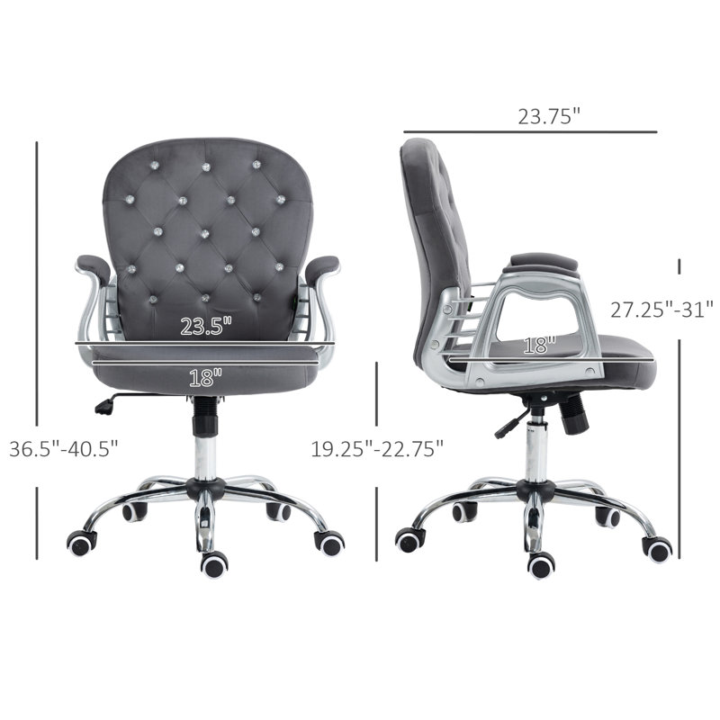 Chaise de travail gris foncé - Angle réglable, rembourré, dossier courbé pour un meilleur soutien, rembourrage en mousse épaisse, rotation à 360 °