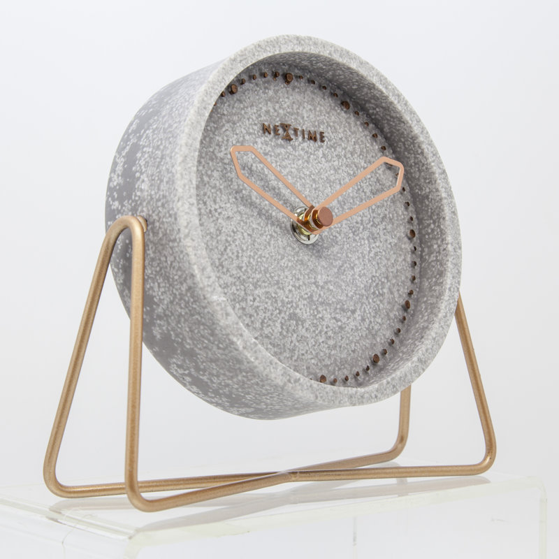 Modern & Contemporary Analogue Metal Quartz Movement / Crystal Tabletop Clock, Grey