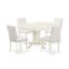 Ensemble de table de salle à manger 5 pièces comprenant une table de cuisine ovale avec rallonge papillon et 4 chaises de salle à manger Parson en similicuir blanc, 42 x 60 pouces, lin blanc-1271931448-1321449419-1272194794