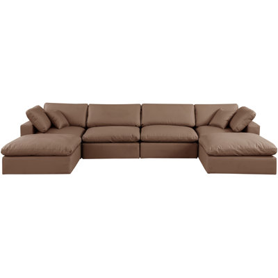Hivay 160" Wide Faux Leather Reversible Modular Corner Sectional with Ottoman