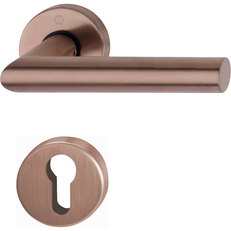Keyed Right Hand Door Handle, Copper Satin