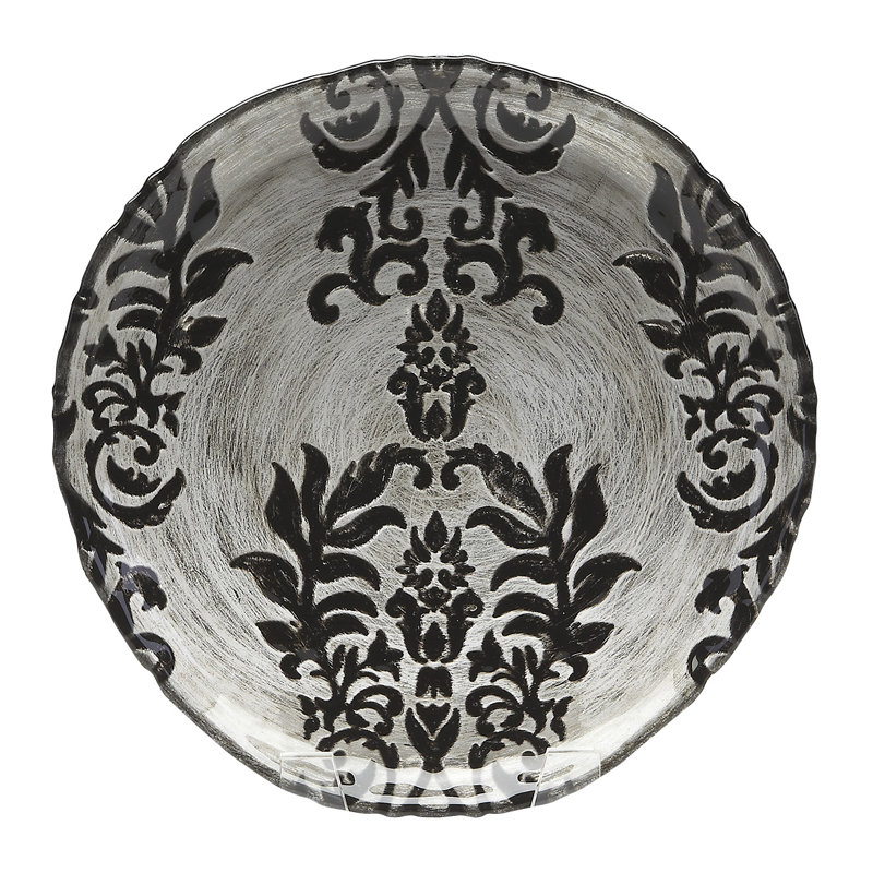 Assiette damassée 6,5 po, Noir argenté