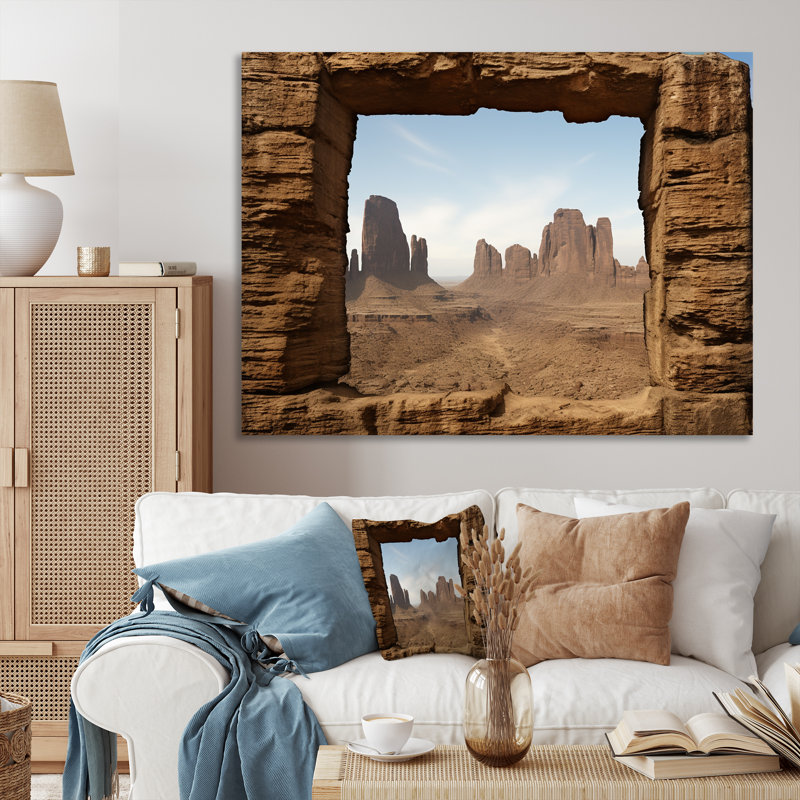 Fenêtres de Canyon aux États-Unis - Canyon et désert, art mural, Toile tendue, H 16 po x l 32 po x P 1 po