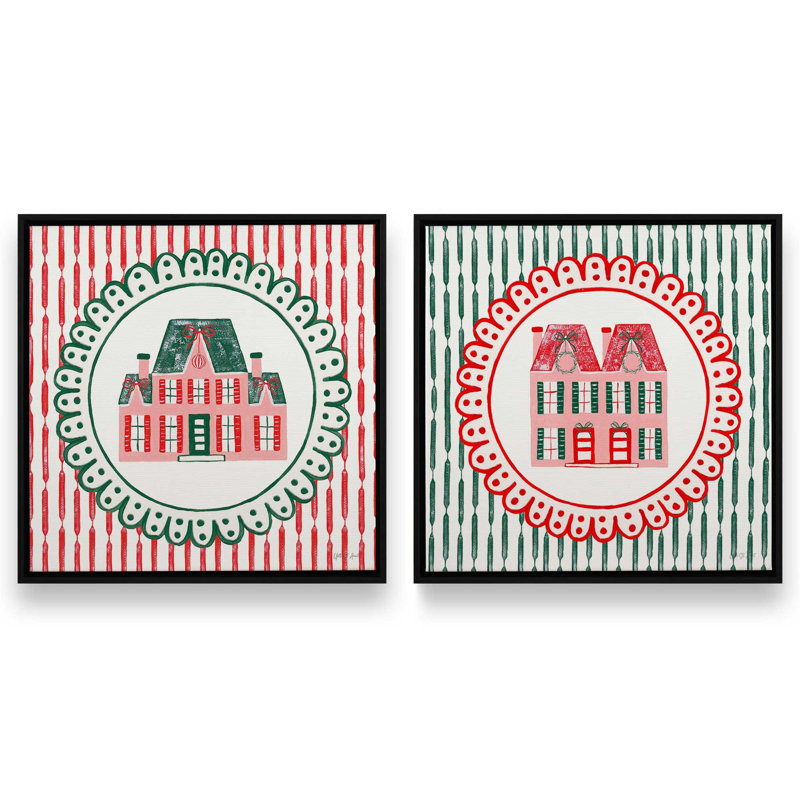 Festive Manor Glow, ensemble de 2 impressions sur toile, H 33 po x l 66 po, Impression encadrée sans passe-partout