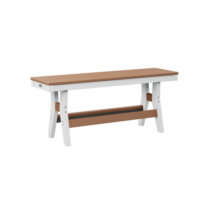 Banc en cèdre avec base blanche Berlin, H 18 po x l 44 po x P 12,5 po, Cèdre / blanc