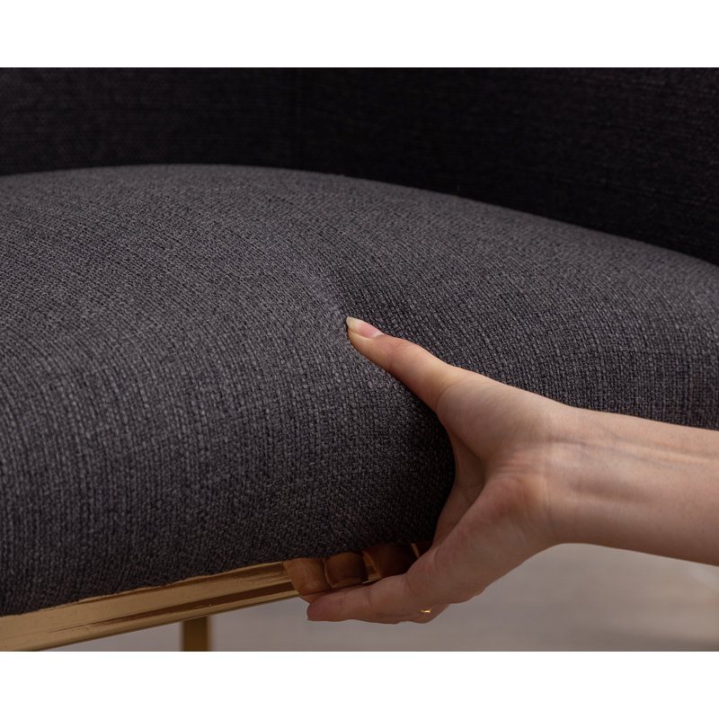 Chaises de salle à manger rembourrées Kaydance, Gris anthracite, Or