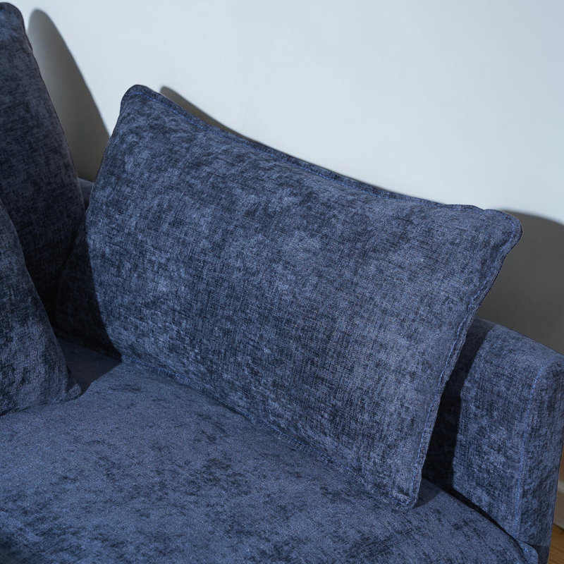 Fauteuil d'appoint rembourré de 100 cm de large avec repose-pieds, Bleu