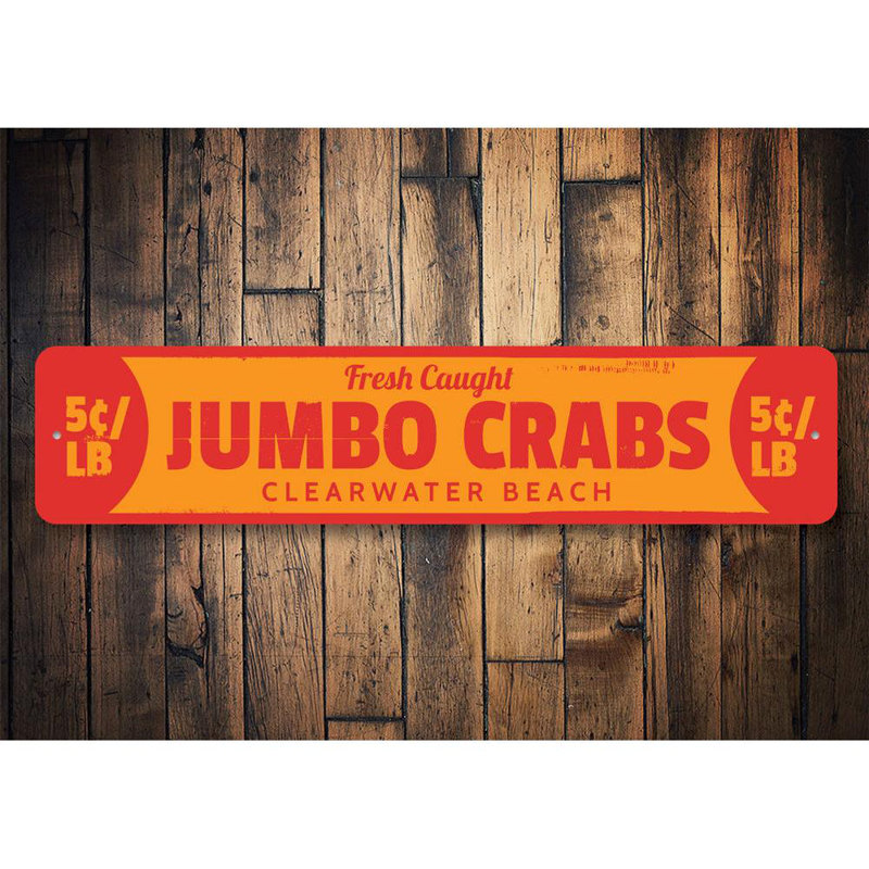 Plaque en aluminium Jumbo Crabs, H 6 po x l 24 po x P 0,06 po