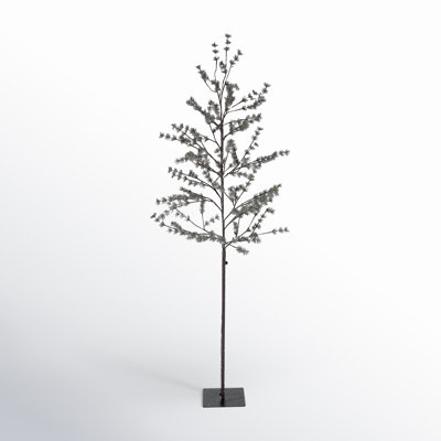 7 Foot Tall Icy Pine Winter Lighted Tree, Warm White LEDs