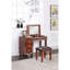 Meuble-lavabo et tabouret de couleur cerise - Compartiments de rangement, coussin confortable, design élégant, placage de peuplier, bois d'hévéa