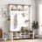 Farmhouse 4-in-1 Hall Tree With 6 Hooks, Entryway Bench With Adjustable Shelves, 16 Open Compartments And A Side Umbrella Rack-1264172473