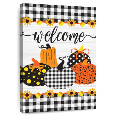 Kema Welcome Pumpkins Buffalo Plaid I Wall Sign