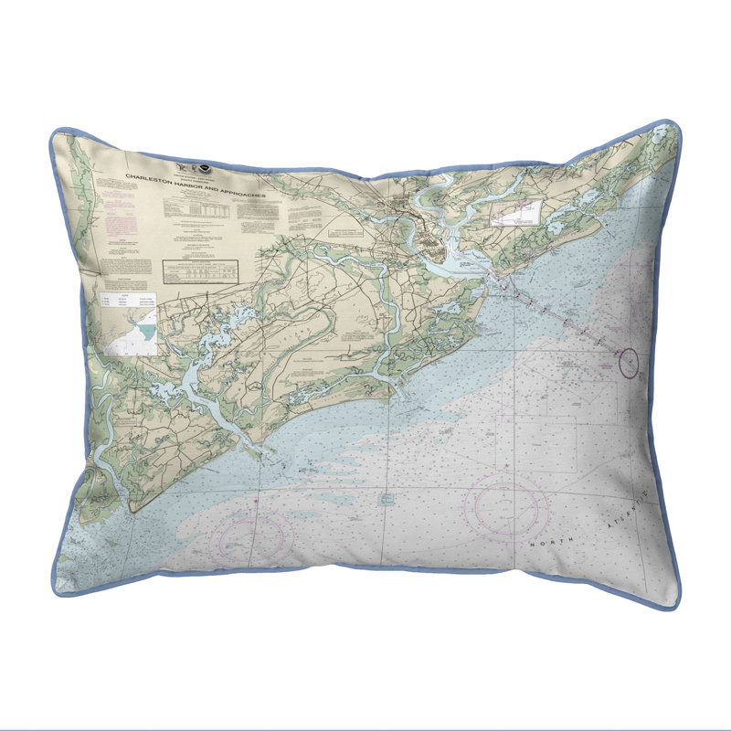 Coussin décoratif extérieur avec cordon Charleston Harbor andappraches SC, 16 po x 20 po