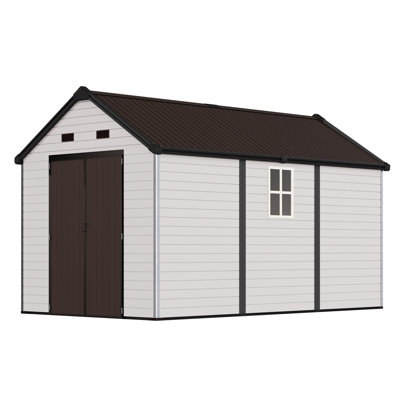 Resin Storage Shed with Floor, Lockable Double Doors, Windows & Vents