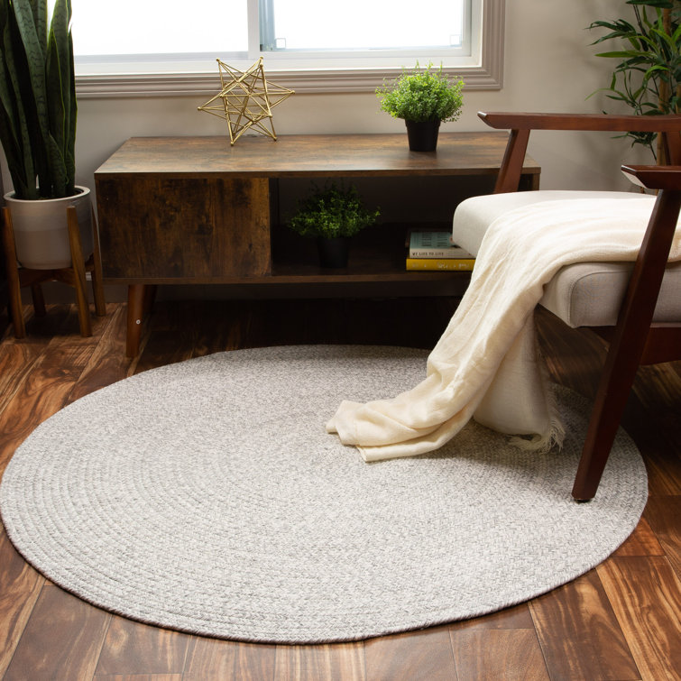 Etherton Farmhouse Handmade Braided Light Gray Reversible Area Rug