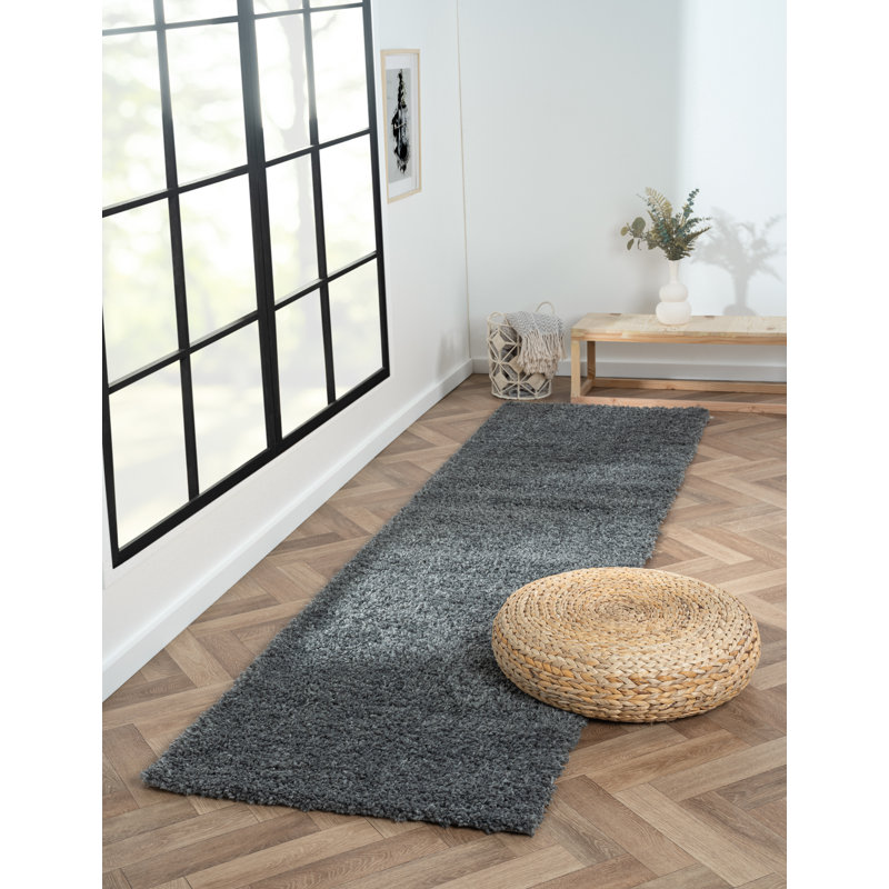 Shaggy Lush dark grey Rug, Runner 80 x 300cm