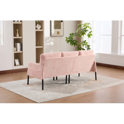 Causeuse surdimensionnée, canapé à deux places moderne et moelleux, canapé rembourré en velours côtelé, canapé de chambre confortable avec pieds en métal et poches latérales, idéal pour le salon, la chambre à coucher, un dortoir, un appartement
