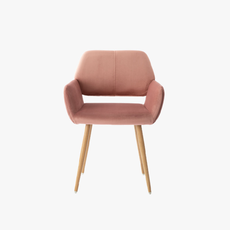 Chaise rembourrée en velours à dossier ouvert, Rose