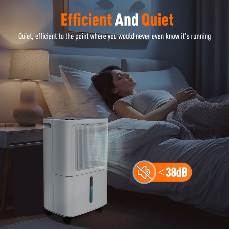 High-Efficiency 34-Pint Dehumidifier for 2,500 Sq Ft Spaces - Compact 55 OZ Tank with Continuous Drain Hose & 24-Hour Timer, Ideal for Basements, Bedrooms, Bathrooms and Laundry Rooms
