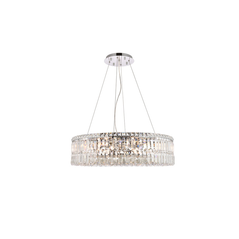 Baldrik - Lustre géométrique clair avec accents de cristal, H 7,5 po x l 28 po x P 28 po, Noir, 12