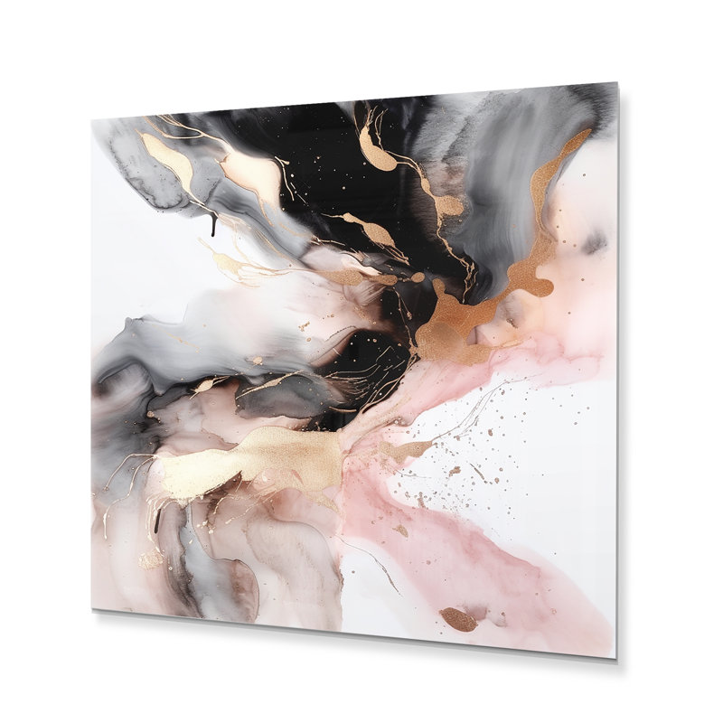 Glam Abstract Wall Decor on Metal, 16" H x 16" W x 1" D