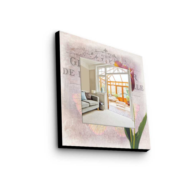 Élégant miroir décoratif avec cadre 100% bois de pin, 19,7 po x 19,7 po | Miroir en verre véritable (épaisseur: 0,2 pouce) | Peinture sur tissu élégante | Parfait pour la décoration intérieure et le vestibule, design durable et chic