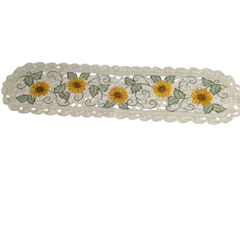 Chemin de table tournesol brodé, L 16 po x L 54 po