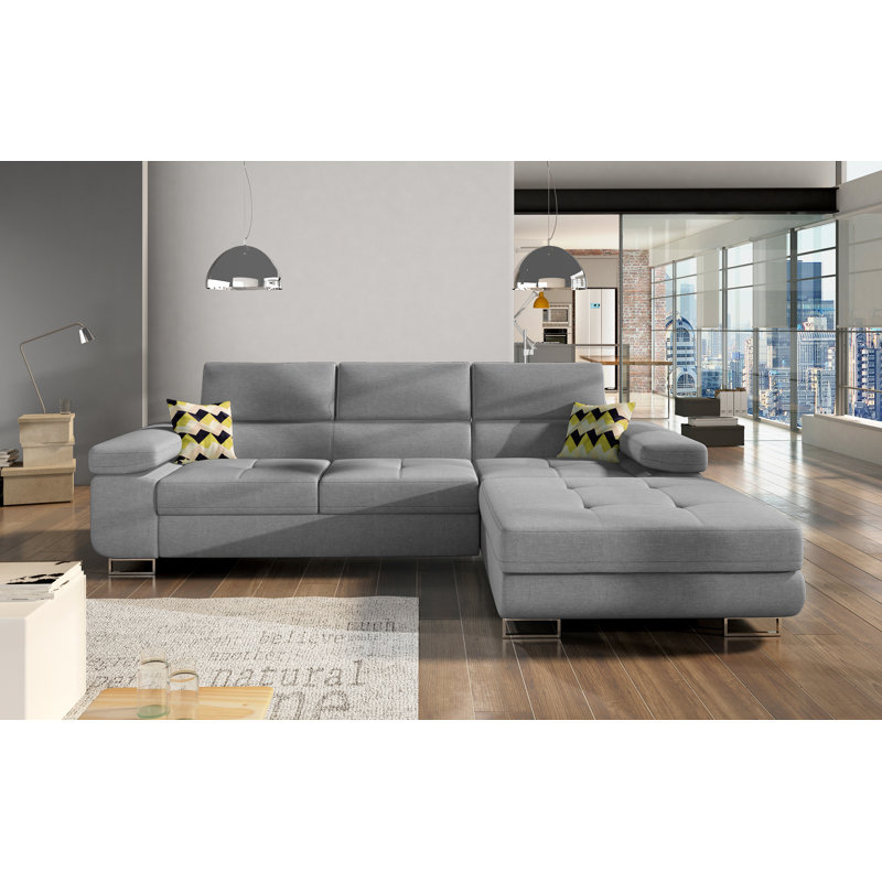 Marni 4 Seater Sofa Bed, Grey, Right Hand Facing