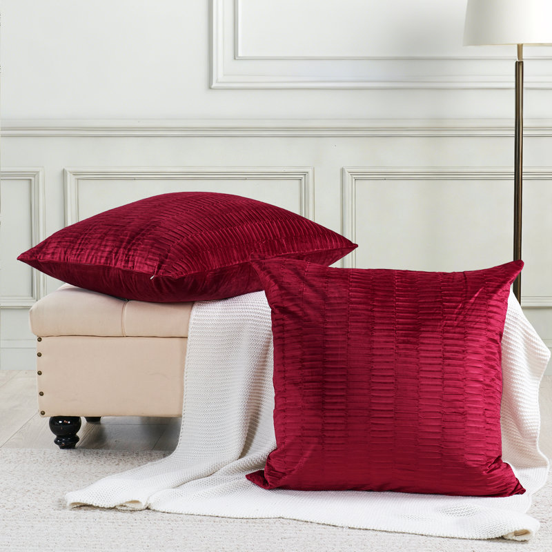 Housse de coussin en velours à plis Euro, Grenat